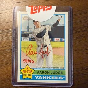 Aaron Judge Signed Topps All-Star Outfield Baseball Card - Blue/White